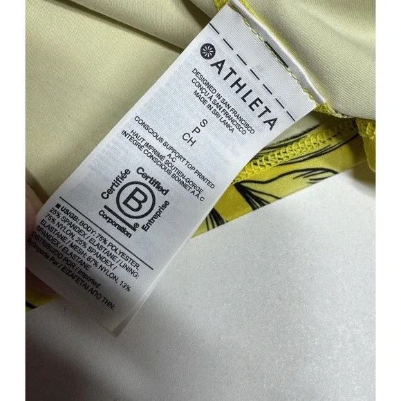 Athleta Conscious Support Iris Floral Yellow Racerback Athletic Top Small New - Picture 6 of 8